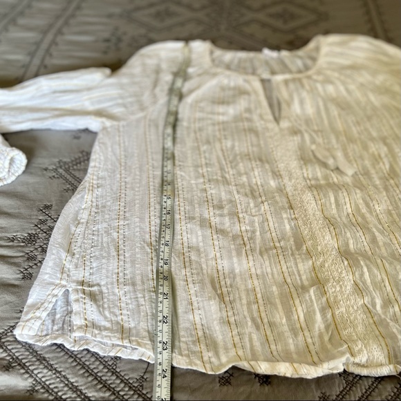 Gap Womens Top Gold Silver Striped Metallic Stripe Tassel Long Sleeve - Picture 5 of 15